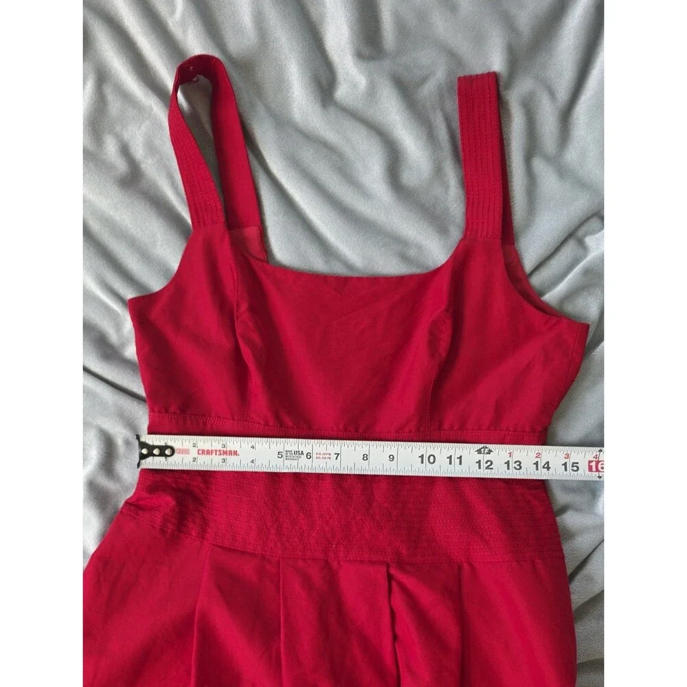 J.Crew Pink Red Cotton Silk Sleeveless Fit Flare Dress Pleated Lined 6P